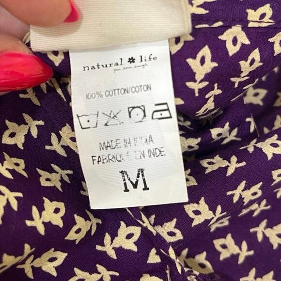 Natural Life | Lily Top Medium Vibrant Purple Block Print Peplum Swing Tank Boho - Picture 8 of 10